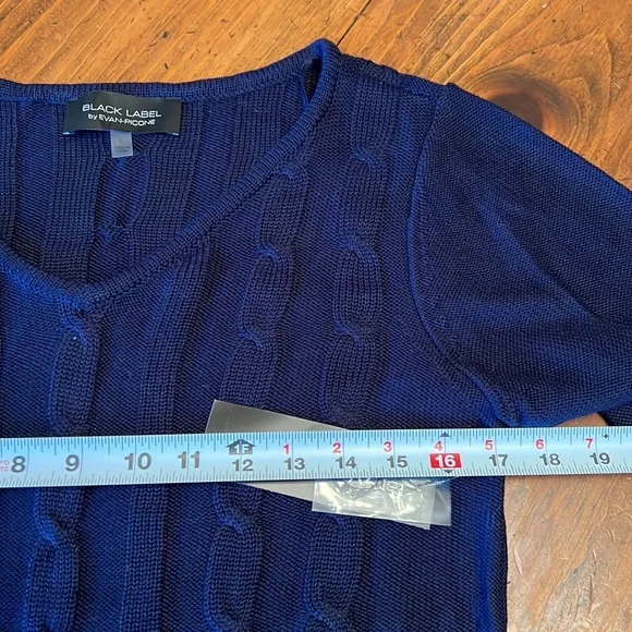 NWT Black Label by Evan Picone Navy Blue Long Sleeve Knitted Sweater Dress Large - Picture 12 of 13